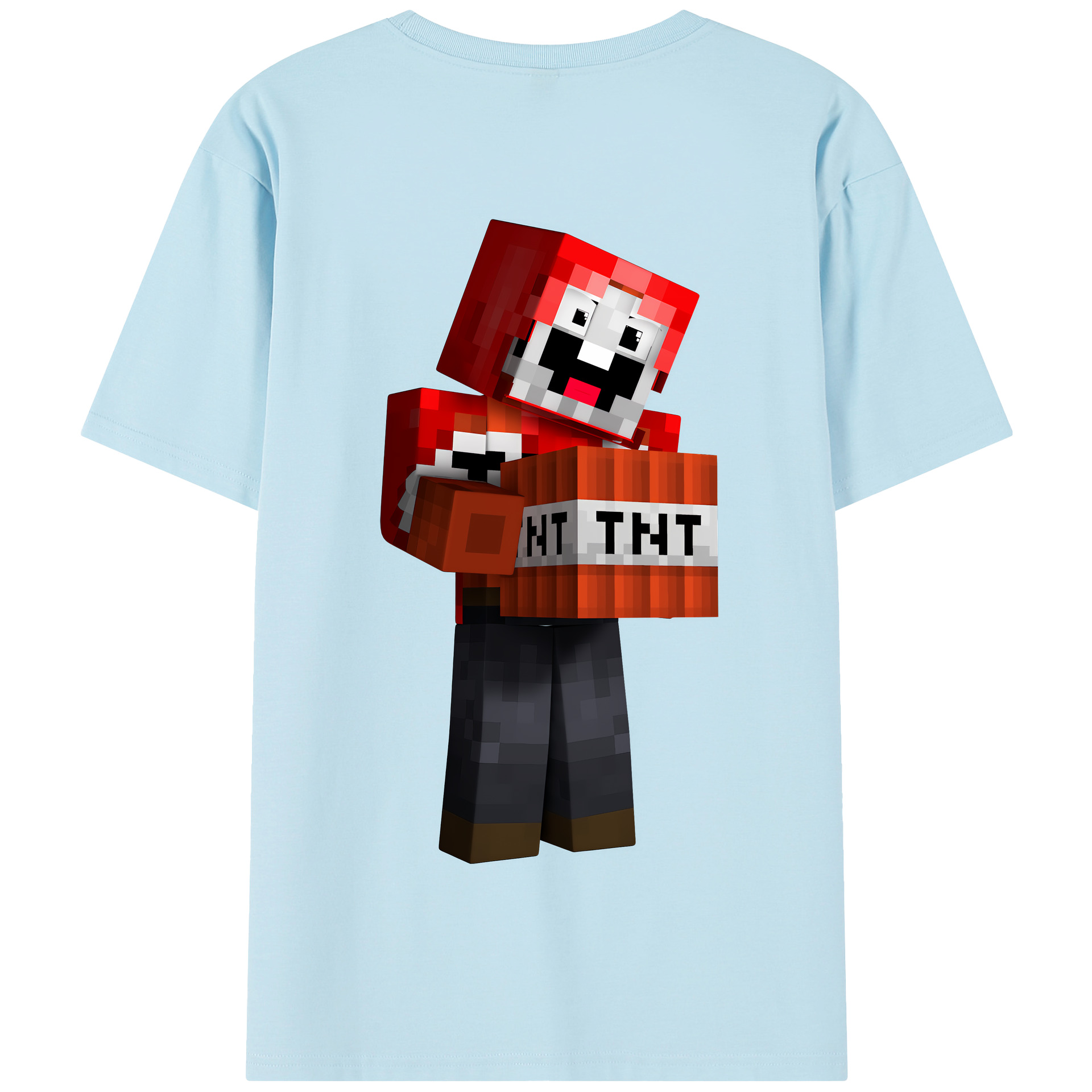 （画像用） マインクラフト ブロックの世界 Minecraft MC Block world 綿100％半袖Tシャツ（背面プリント）
